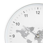 Grey World Map Clock 12" 